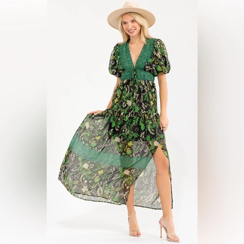 NWT Tadashi Shoji Ambria Floral Chiffon Midi Dress - Picture 3 of 4